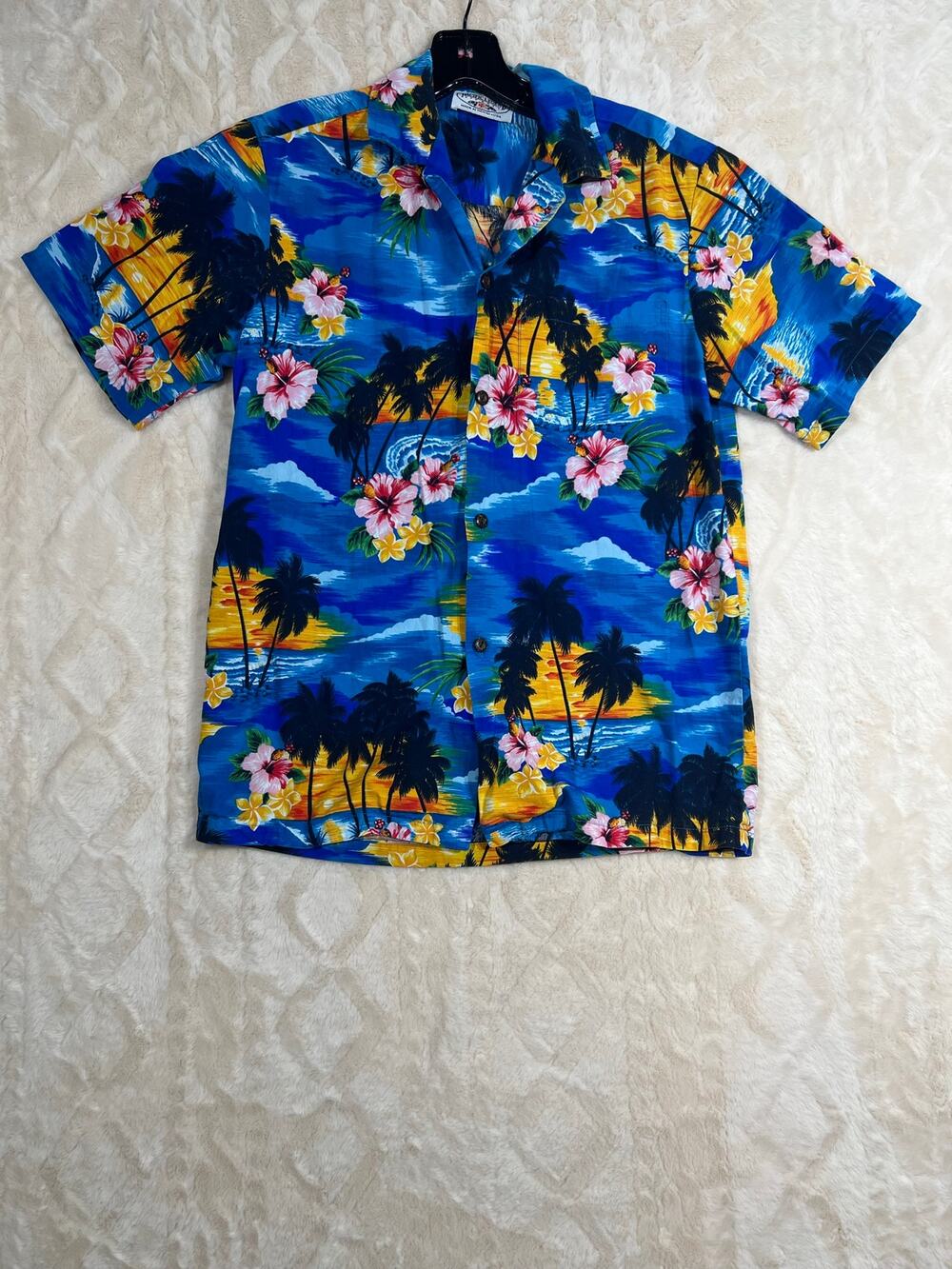 Pacific Legend Hawaiian Shirt Men’s Small Blue Tropical Floral Aloha Button Up